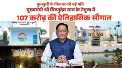 मुख्यमंत्री साय ने कुनकुरी नगर को 107 करोड़ 32 लाख रुपये की विकास सौगात दी