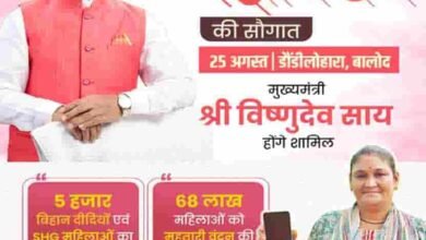 बहनों के लिए बड़ा ऐलान! 25 अगस्त को महतारी वंदन की 31वीं किस्त जारी करेंगे CM साय बहनों के लिए बड़ा ऐलान! 25 अगस्त को महतारी वंदन की 31वीं किस्त जारी करेंगे CM साय